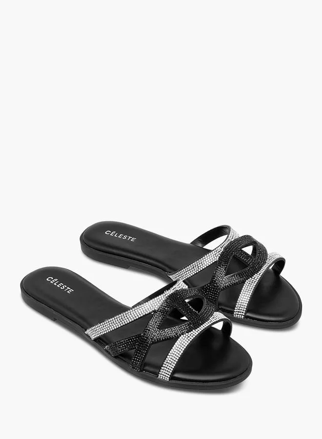 Celeste Womens Embellished Slip-On Sandals