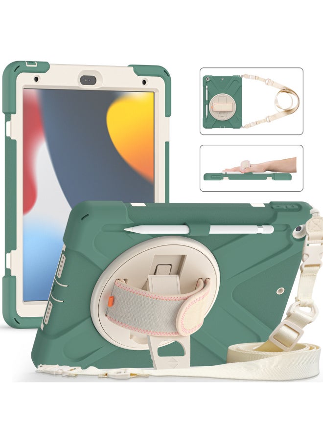 Generic - 2025 Ipad Protective Cover 10.2 Inch Silicone PC Full Package For Apple Tablet IpadAir11 Shell 10th-Color:Emerald Green-Applicable Model:Ipad 10.2 2019/2020/2021 (with Pen Tray/without Pen Tray) - Image 1