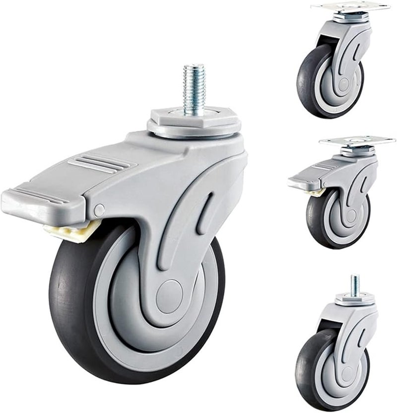 4 Inch Universal Plastic Caster Wheel Mute Non Slip Wear Resistant Flat No Brake - Image 3