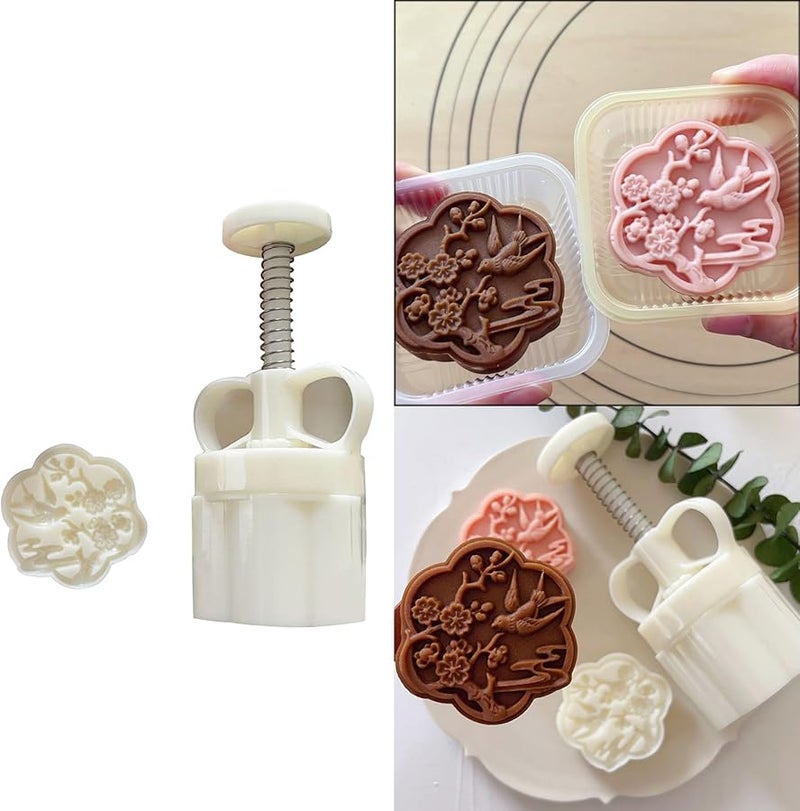 Mung Bean Cake Mold Set With Seal Hand Pressed Pastry Baking Tool - Image 3