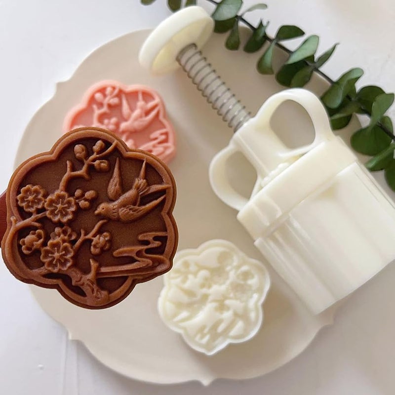 Mung Bean Cake Mold Set With Seal Hand Pressed Pastry Baking Tool - Image 4