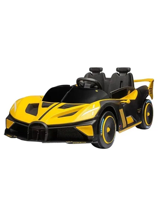 Bugatti سيارة بوجاتي بوليد 24 فولت للأطفال مع جهاز تحكم عن بُعد للوالدين - مقعدين - صفراء - Image 3