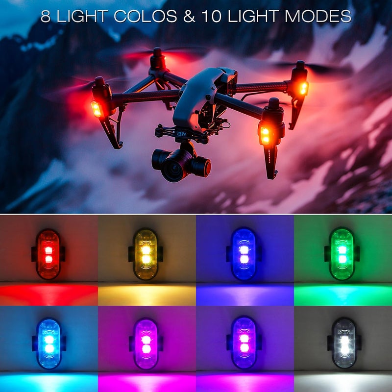 Suacopzar 12Pcs Wireless Led Lights For Car  Wireless Led Strobe Lights With Remote Control  8 Colors Ip65 Waterproof Usb High Brightness Anti-Collision For Car Motorcycle Truck Drone Rc Aircraft Bike - Image 5