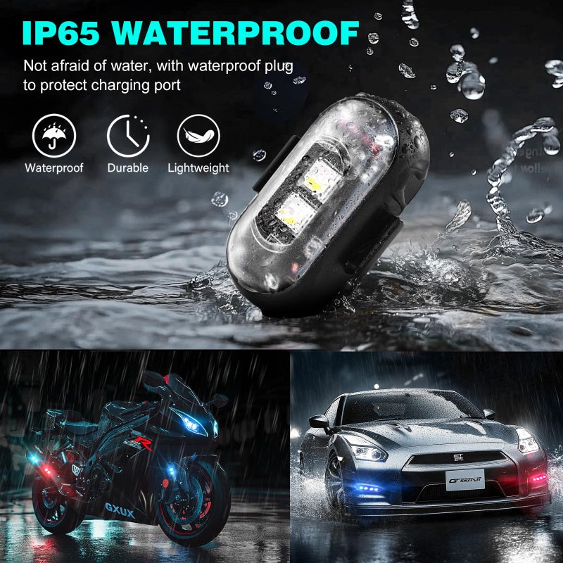 Suacopzar 12Pcs Wireless Led Lights For Car  Wireless Led Strobe Lights With Remote Control  8 Colors Ip65 Waterproof Usb High Brightness Anti-Collision For Car Motorcycle Truck Drone Rc Aircraft Bike - Image 4