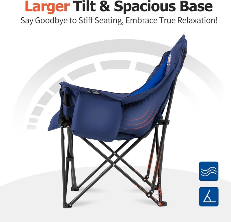 Overmont Oversized Camping Chair for Adults - 400lbs Support Heavy Duty Padded Folding Chair with Cooling Bag Cup Holder Side Pocket Carry Bag - Comfortable Portable for Outdoor Garden Sports Beach - Image 5
