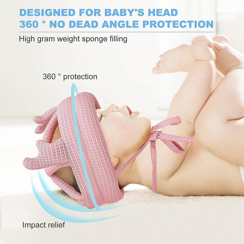 BABIES BLOOM Baby Pink Bear Style Baby Helmet, Soft Safety Head Guard for Infants, Adjustable Size (43-56 cm), Anti-Fall, Anti-Collision, for Baby (6-36 M) (Multicolor Pink) - Image 3