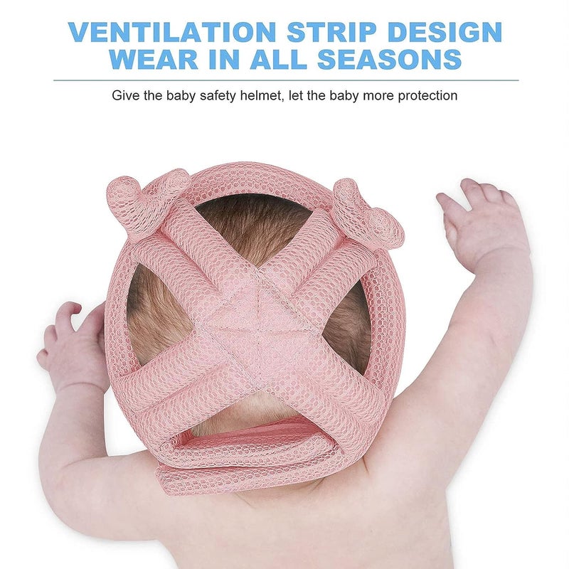 BABIES BLOOM Baby Pink Bear Style Baby Helmet, Soft Safety Head Guard for Infants, Adjustable Size (43-56 cm), Anti-Fall, Anti-Collision, for Baby (6-36 M) (Multicolor Pink) - Image 4