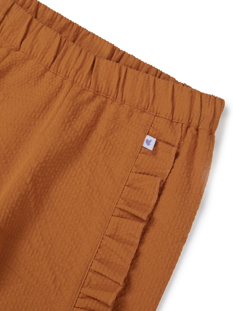 Pranava Organic Cotton Textured Pants for Girls - Marigold - Image 4