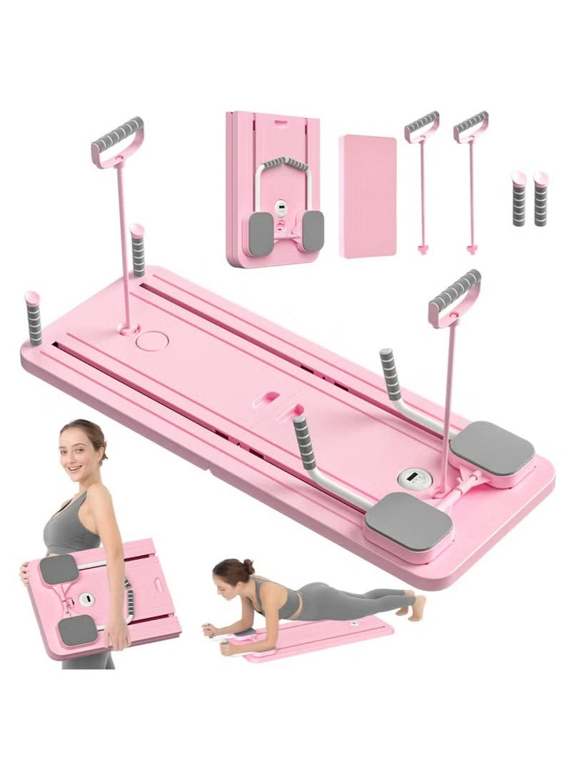 شو وو مجموعة لوح بيلاتيس ريفورمر، لوح بيلاتيس ريفورمر متعدد الأغراض قابل للطي للاستخدام المنزلي، لوح بيلاتيس منزلق 5 في 1 - Image 1