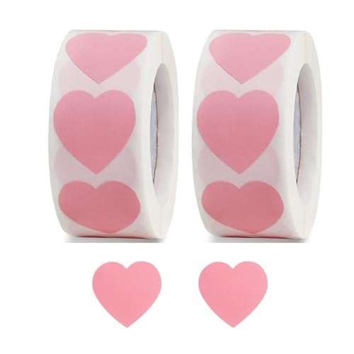 CHIMNE 1000PCS Pink Heart Sticker,1 Inch Love Heart Shaped Small Envelopes Sealing Stickers for Kids Reward,Mothers' Day,Valentine's Day,Christmas Gift,Award Charts,Wedding Invitaion, Birthday Party - Image 1