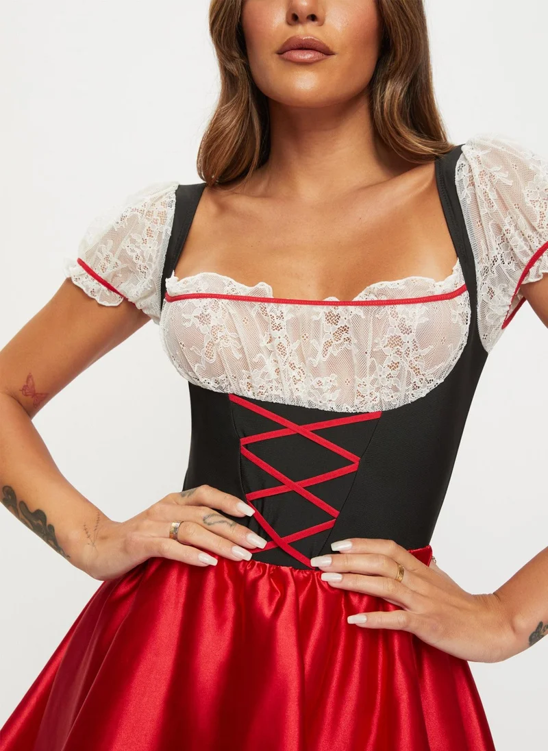 Ann Summers Beer Maid Dress Red/Black