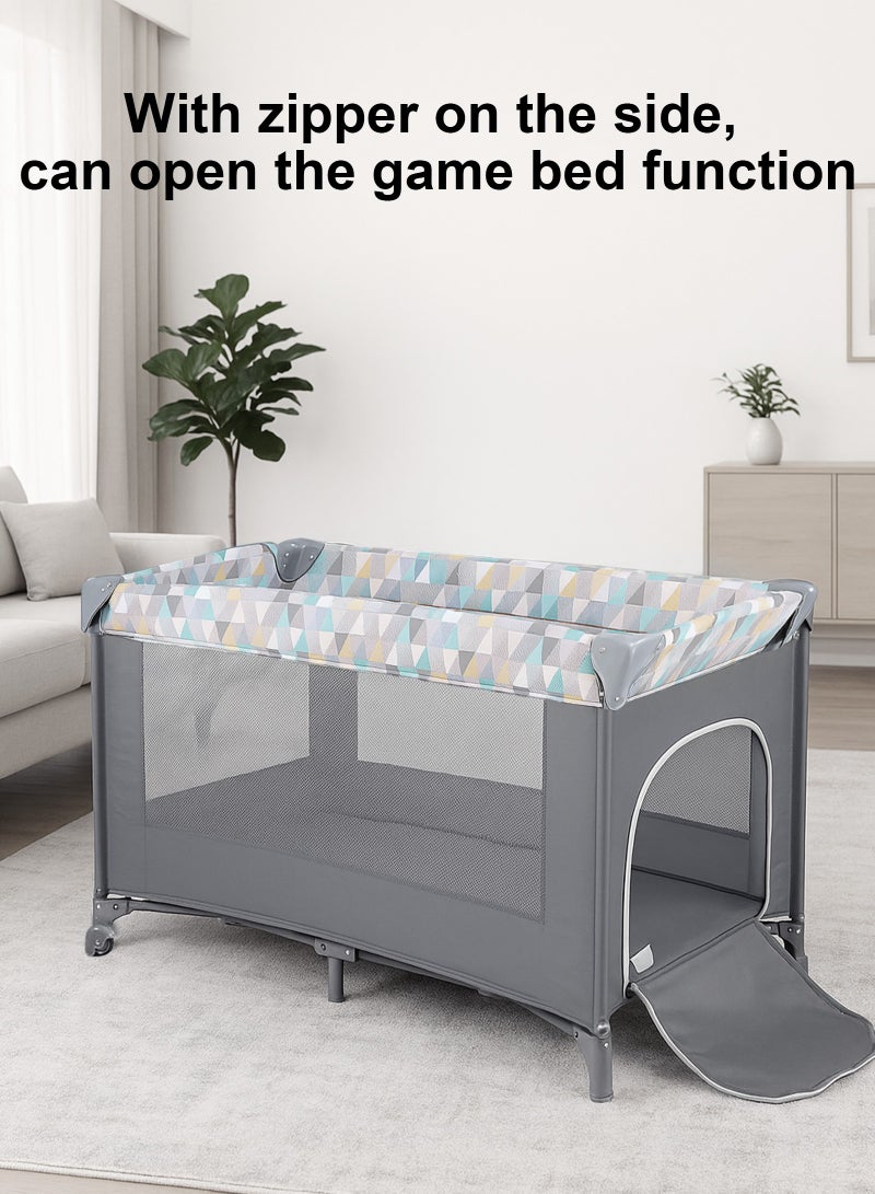 ULHYC 2 In 1 Baby Crib, Portable Playard, Foldable Travel Bed Playpen, Travel Crib Nursery Center for Infant with Comfortable Mattress and Carry Bag - Image 2