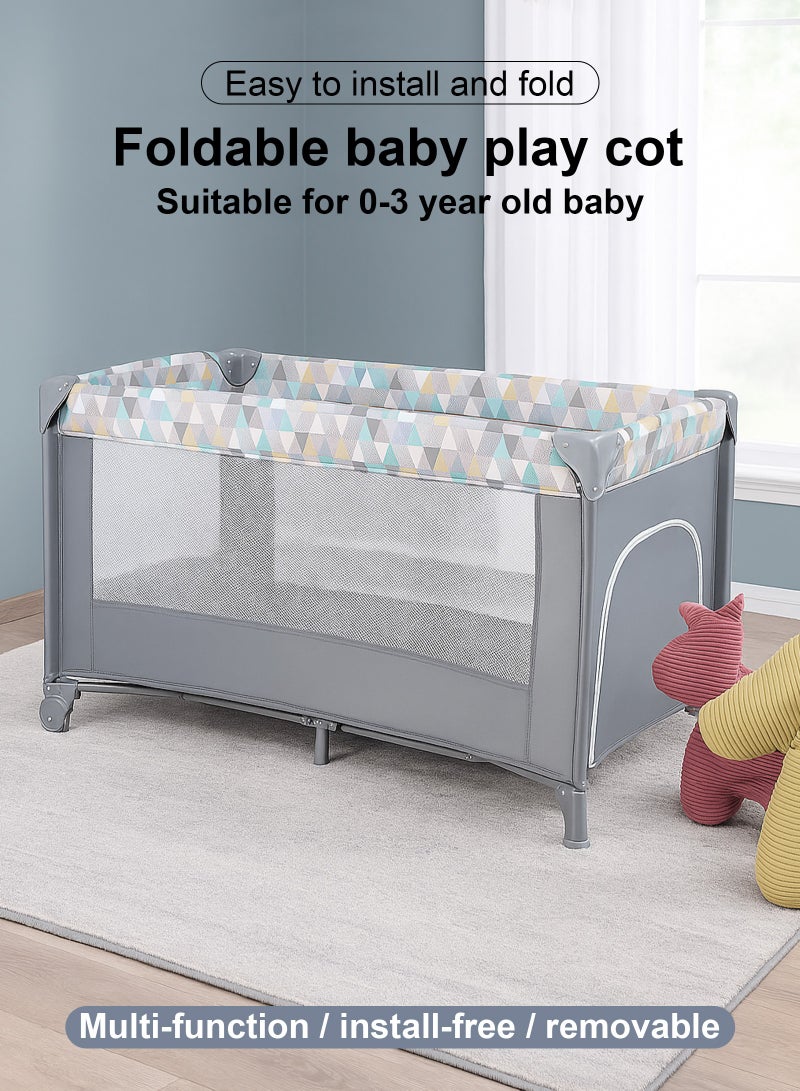 ULHYC 2 In 1 Baby Crib, Portable Playard, Foldable Travel Bed Playpen, Travel Crib Nursery Center for Infant with Comfortable Mattress and Carry Bag - Image 3
