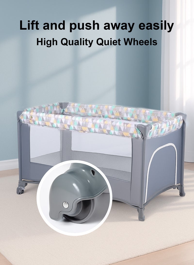 ULHYC 2 In 1 Baby Crib, Portable Playard, Foldable Travel Bed Playpen, Travel Crib Nursery Center for Infant with Comfortable Mattress and Carry Bag - Image 5