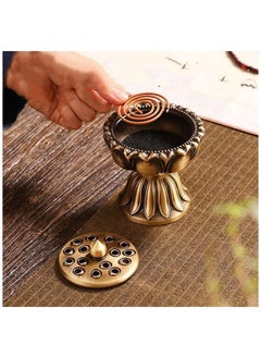 Generic Pure cooper Incense Burner Lotus Flower Incense Holder Handmade Censer for  Home Office Decoration  - Image 3