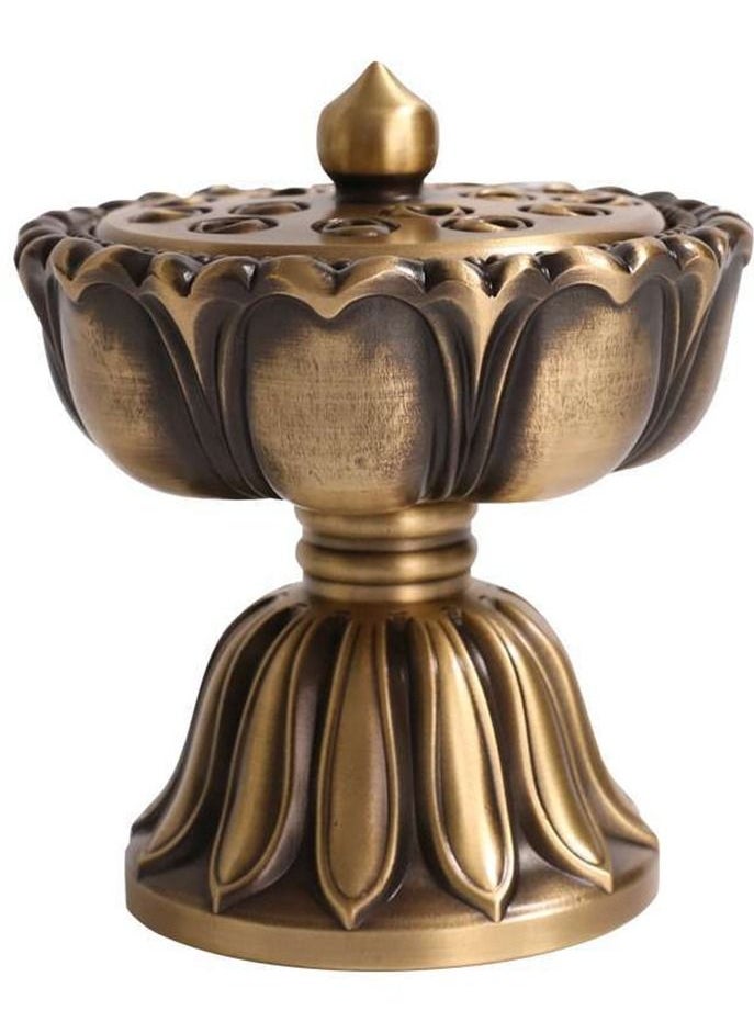 Generic Pure cooper Incense Burner Lotus Flower Incense Holder Handmade Censer for  Home Office Decoration  - Image 1