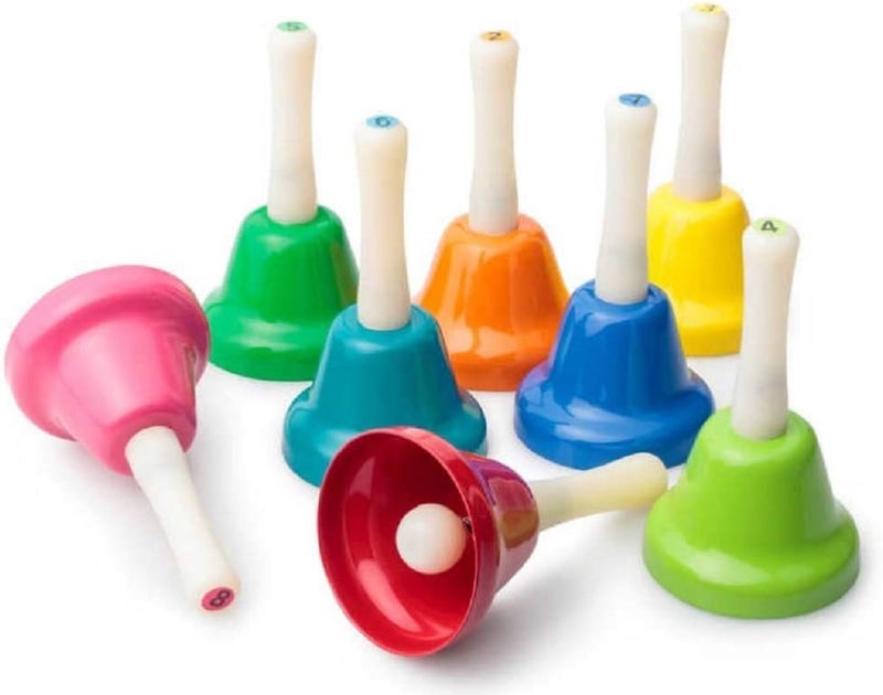 Tobar Rainbow Music Bells - 8 Colorful Hand Bells with Song Sheet - Image 3