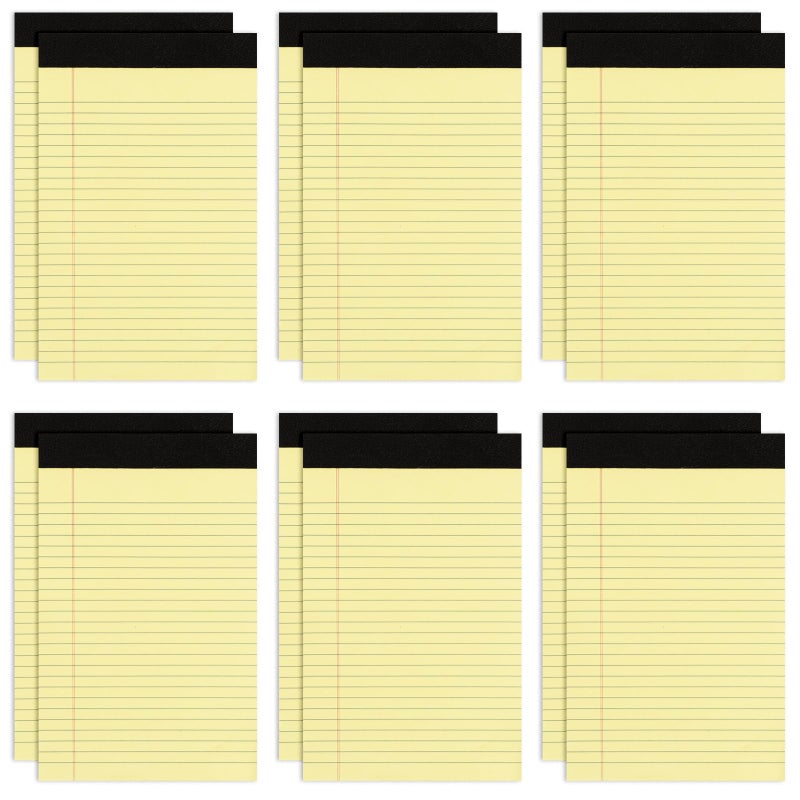 Goefun 12 Pack Yellow Note Pads 5x8, Small Legalpads 5x8 Yellow for Office, Perforated College Ruled Writing Pads - 30 Sheets Samll Notepad - Image 1