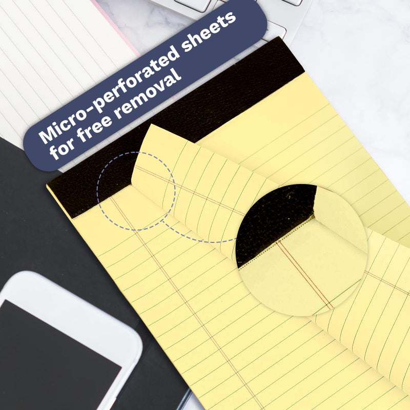 Goefun 12 Pack Yellow Note Pads 5x8, Small Legalpads 5x8 Yellow for Office, Perforated College Ruled Writing Pads - 30 Sheets Samll Notepad - Image 3