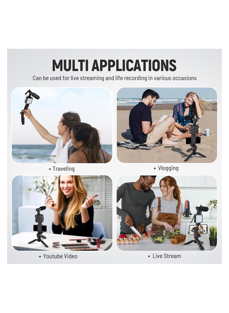 Excefore Vlogging Kit, YouTube Kit for iPhone & Android, Compatible Video Vlog Kit with Microphone LED Light Tripod, Remote Control, for Instagram YouTube Recording Facebook Live(Not Including Batteries) - Image 5