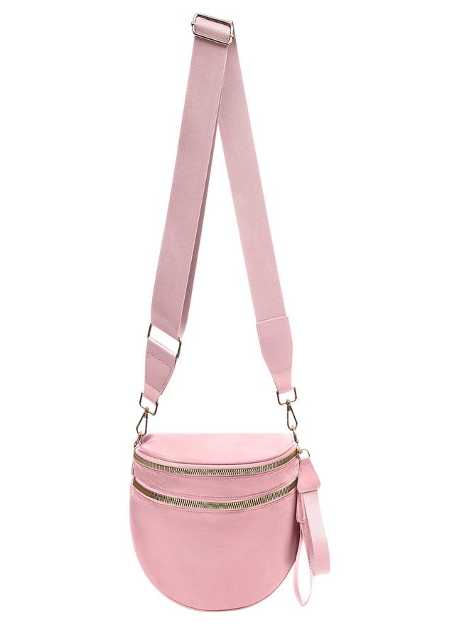 kuifang Checkered Crossbody Bags Bum Bag for Women Large Sling Bag Purse with Adjustable Strap, Pink, Large, Crossbody Handbags-pink - Image 1