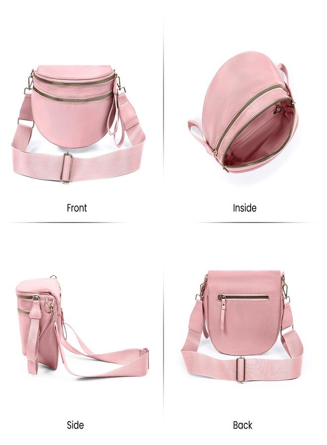 kuifang Checkered Crossbody Bags Bum Bag for Women Large Sling Bag Purse with Adjustable Strap, Pink, Large, Crossbody Handbags-pink - Image 4