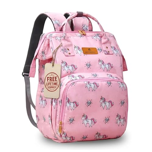 Motherly Elegant Diaper Bag for Mothers for Travel, Maternity Bag for Newborn Baby, Mothers Travelling Bag, Multipocket Water Resistant Baby Bag, Hospital Bag for Moms (Unicorn Diamond Pink) - Image 1