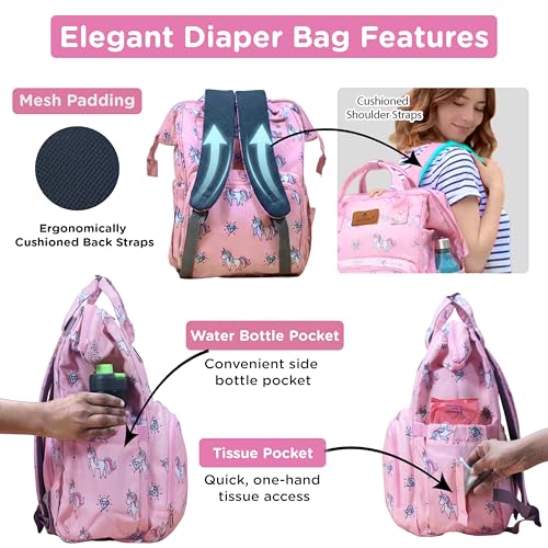 Motherly Elegant Diaper Bag for Mothers for Travel, Maternity Bag for Newborn Baby, Mothers Travelling Bag, Multipocket Water Resistant Baby Bag, Hospital Bag for Moms (Unicorn Diamond Pink) - Image 5
