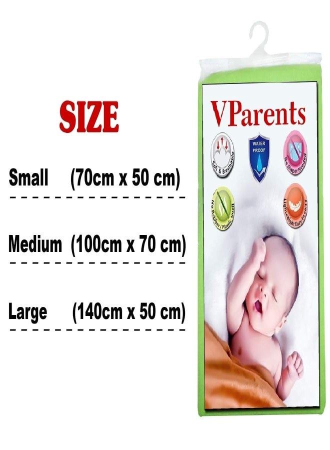VParents Chubby Cheeks Water Proof Baby Bed Protector Reusable Dry Sheet (Green) (Large) (100 X 140) - Image 5