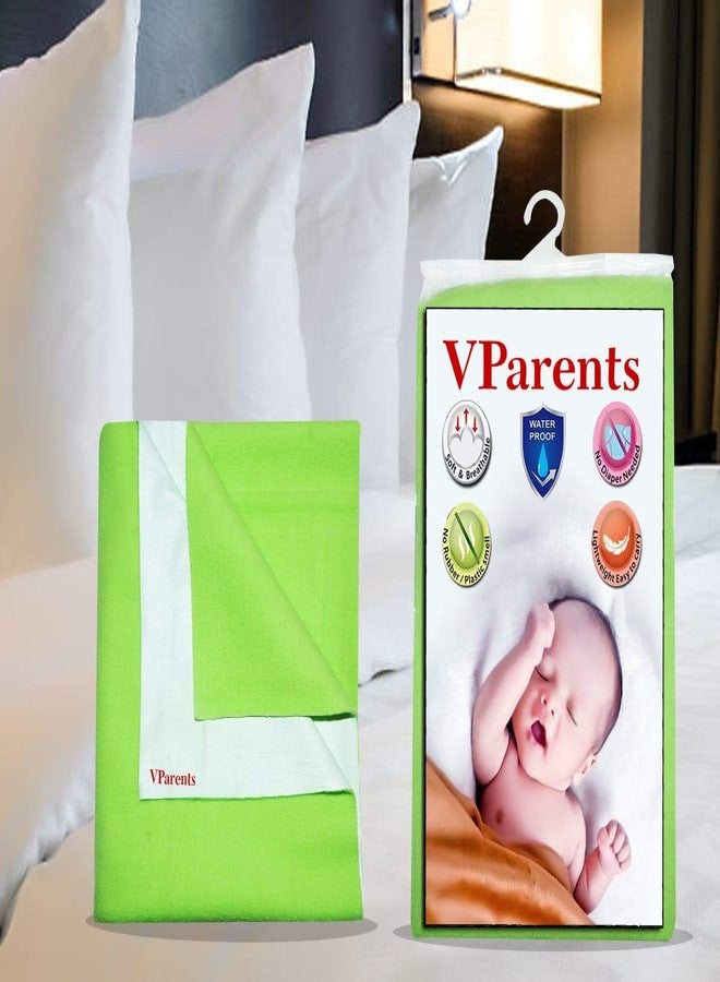 VParents Chubby Cheeks Water Proof Baby Bed Protector Reusable Dry Sheet (Green) (Large) (100 X 140) - Image 4