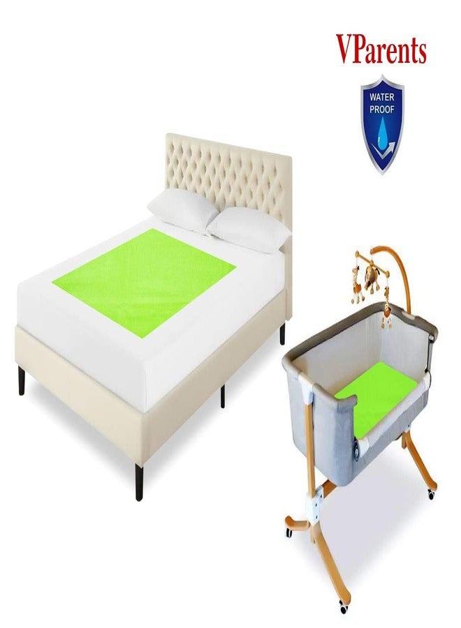 VParents Chubby Cheeks Water Proof Baby Bed Protector Reusable Dry Sheet (Green) (Large) (100 X 140) - Image 3