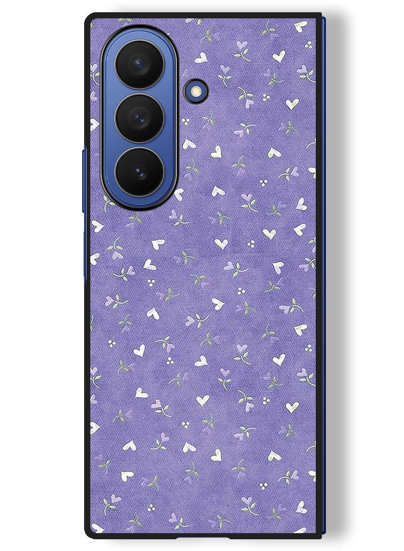 Theodor Case Compatible with Samsung Galaxy Z Fold 7 - 8 Inch Protection Shockproof Bumper Cover Hearts Purple Background - Image 1