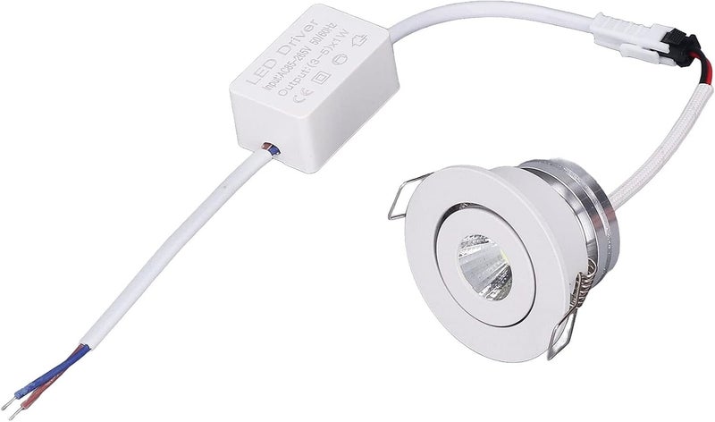 مصباح LED غائر صغير قابل لتعديل الزاوية من الألومنيوم 5 واط، 85-265 فولت - إضاءة ناعمة ولطيفة، تبديد حرارة متين، مثالي للأسقف الداخلية وحالات العرض (ضوء أبيض إيجابي 6000K) - Image 1