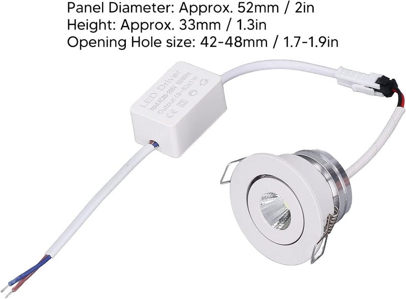 مصباح LED غائر صغير قابل لتعديل الزاوية من الألومنيوم 5 واط، 85-265 فولت - إضاءة ناعمة ولطيفة، تبديد حرارة متين، مثالي للأسقف الداخلية وحالات العرض (ضوء أبيض إيجابي 6000K) - Image 2