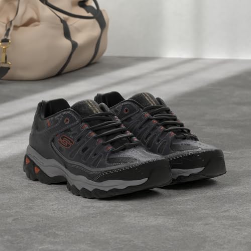 Skechers Men's Afterburn M. Fit Fashion Sneakers – Leather Upper, Memory Foam Insole, Rubber Outsole, Charcoal/Gray, 8.5 X-Wide - Image 2