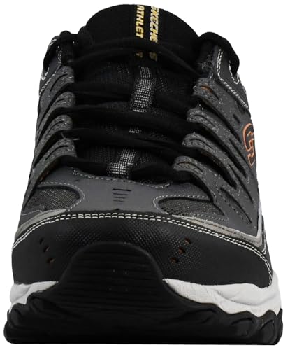 Skechers Men's Afterburn M. Fit Fashion Sneakers – Leather Upper, Memory Foam Insole, Rubber Outsole, Charcoal/Gray, 8.5 X-Wide - Image 3