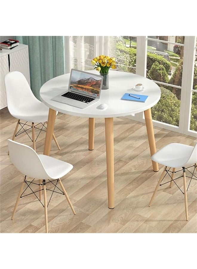 طاولة طعام حديثة ، طاولة مطبخ خشبية مربعة مكتب قهوة مع ساقين صلبة ، طاولة إفطار بسيطة مكتب اجتماع لغرفة طعام منزلية مكتب غرفة المعيشة (مستدير ، 80 * 80 سم) - Image 1