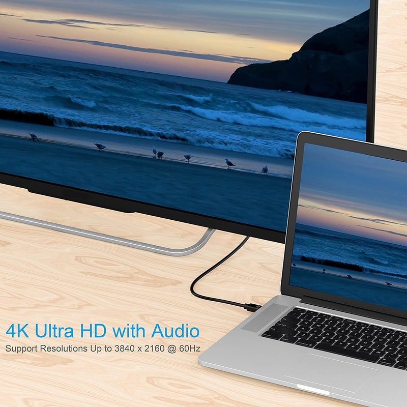 Moread كابل Mini DisplayPort إلى DisplayPort مطلي بالذهب (Thunderbolt إلى DP) ذكر إلى ذكر جاهز بدقة 4K - 6 أقدام، أسود - Image 5