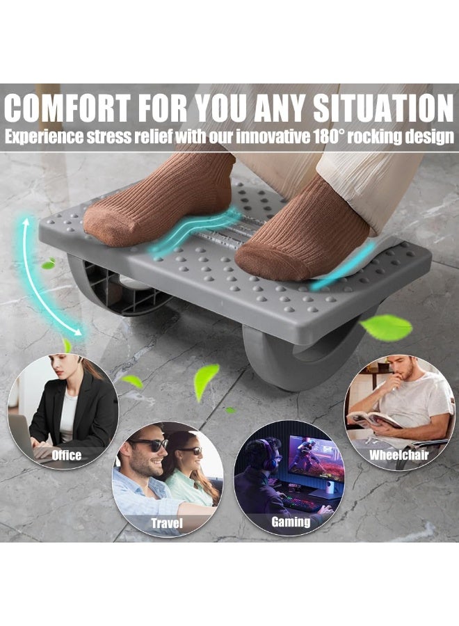 Foot Rest for Under Desk at Work - Ergonomic Foot Stools for Under Office Desk - Rocking Footrest with Roller Massager - Leg Rest for Chair, Computer Gaming - Promote Leg Circulation(Gray) - Image 2