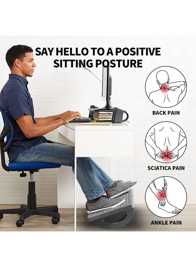 Foot Rest for Under Desk at Work - Ergonomic Foot Stools for Under Office Desk - Rocking Footrest with Roller Massager - Leg Rest for Chair, Computer Gaming - Promote Leg Circulation(Gray) - Image 4