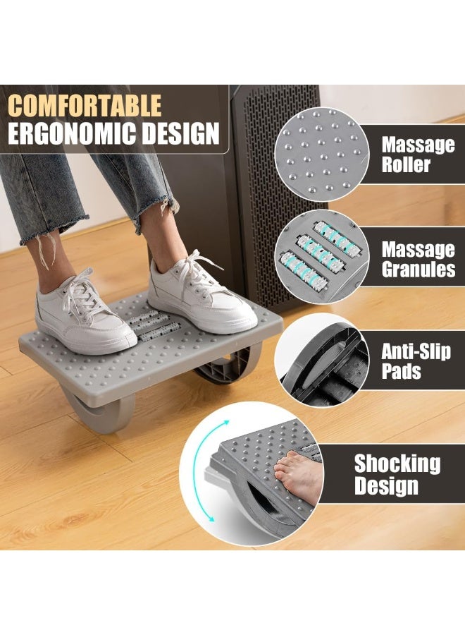 Foot Rest for Under Desk at Work - Ergonomic Foot Stools for Under Office Desk - Rocking Footrest with Roller Massager - Leg Rest for Chair, Computer Gaming - Promote Leg Circulation(Gray) - Image 3