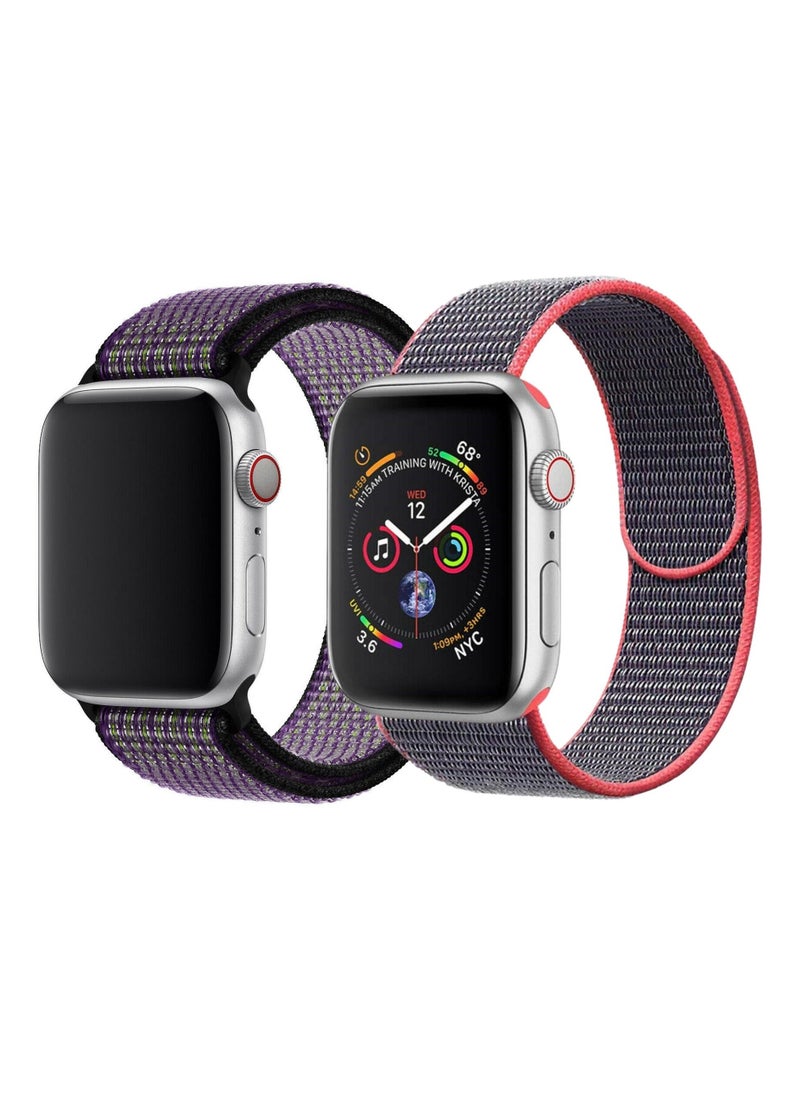 YOMNA - Nylon Sport Loop Band Strap 40/44/41/45mm For Apple Watch Series Electric Pick Strap with Desert Sand/Volt Strap(set of 2) - Image 1