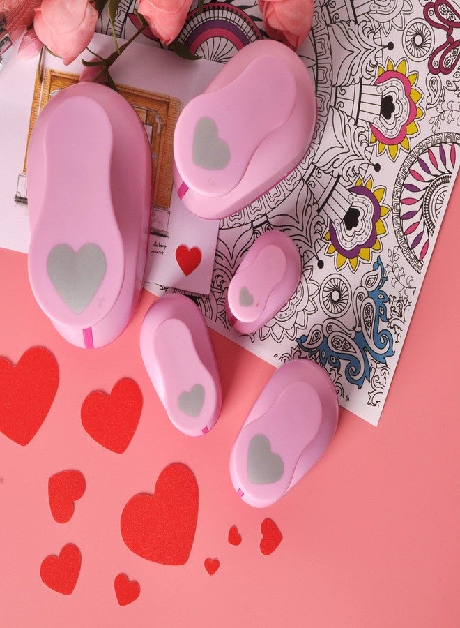 BearBoss 5 Pack Heart Punch, Craft Hole Punch Shapes, Pink Paper Puncher, Different Size of Scrapbooking Punches for Greeting Card Making, Handcraft, DIY Albums Photos, 0.3'' 0.6'' 1'' 1.5'' 2'' inch - Image 2