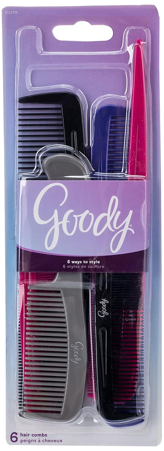 Goody Hair Products Family Set of 6 Combs Assorted Colors 1 Pack