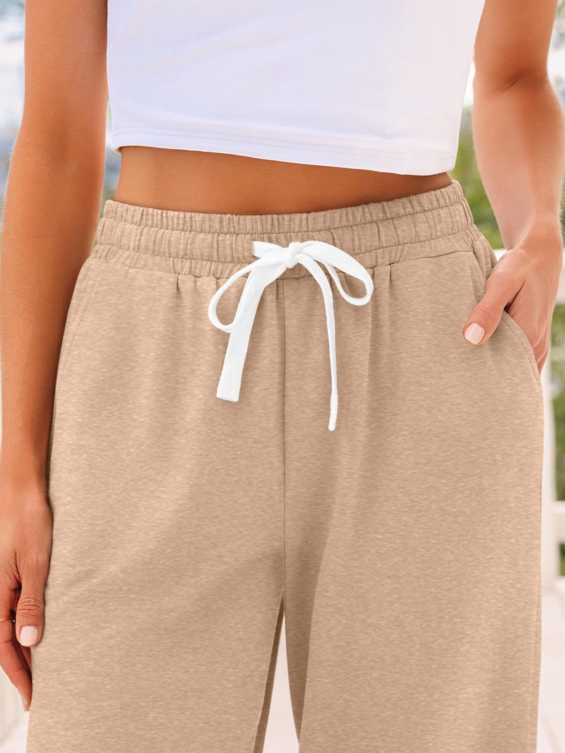 AUTOMET Womenâ€˜s High-Waisted Sweatpants with Pockets, Loose Lounge & Pajama Pants for Fall, Winter, Spring Yoga Travel Camel XL - Image 5