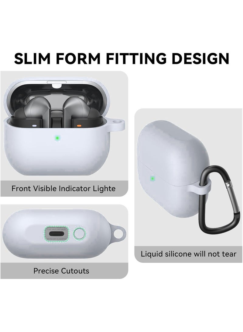 Silicone Protective  Case Cover for Samsung Galaxy Buds 3/Galaxy Buds 3 Pro with Keychain  (White) - Image 3