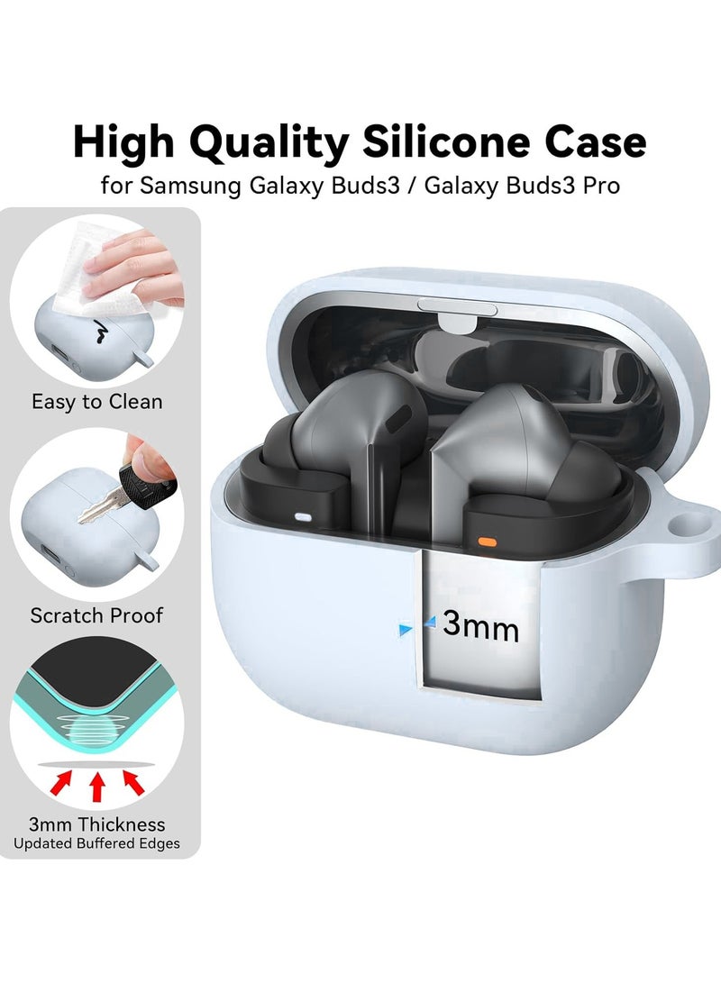 Silicone Protective  Case Cover for Samsung Galaxy Buds 3/Galaxy Buds 3 Pro with Keychain  (White) - Image 4