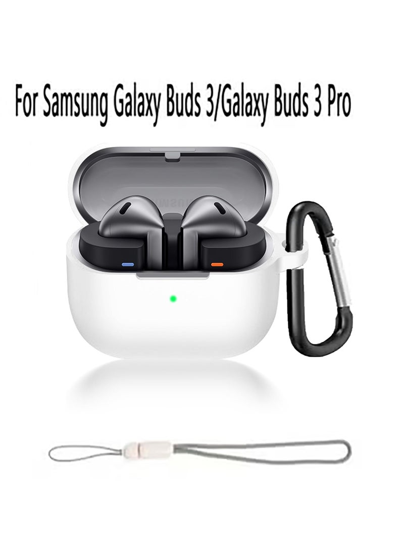 Silicone Protective  Case Cover for Samsung Galaxy Buds 3/Galaxy Buds 3 Pro with Keychain  (White) - Image 1