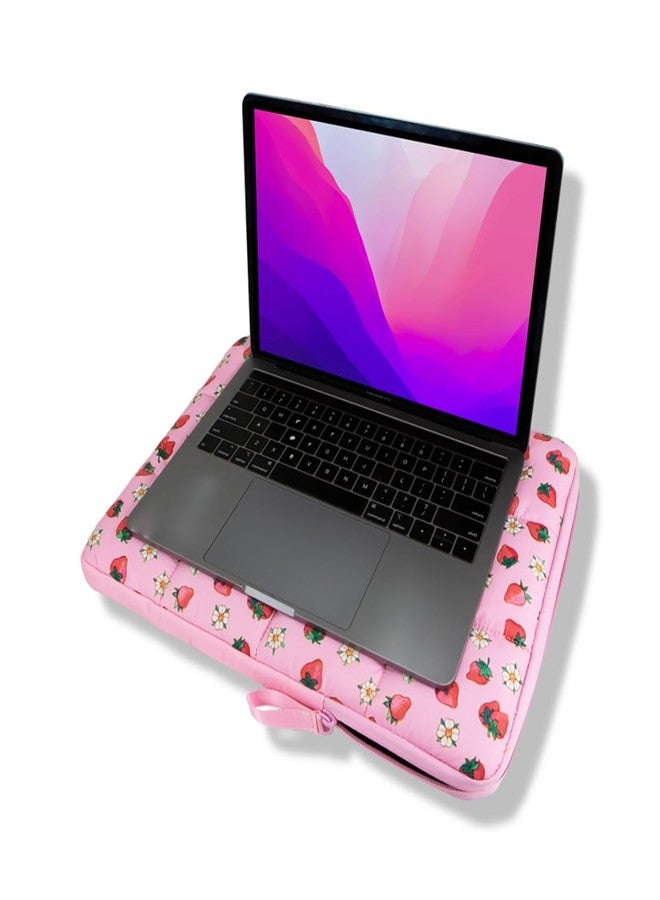 سونيكس | حقيبة كمبيوتر محمول منتفخة | 15-16 بوصة، حقيبة حمل كمبيوتر محمول مبطنة، حقيبة كمبيوتر | تصميم كلاسيكي مستوحى من كعكة الفراولة - Image 2
