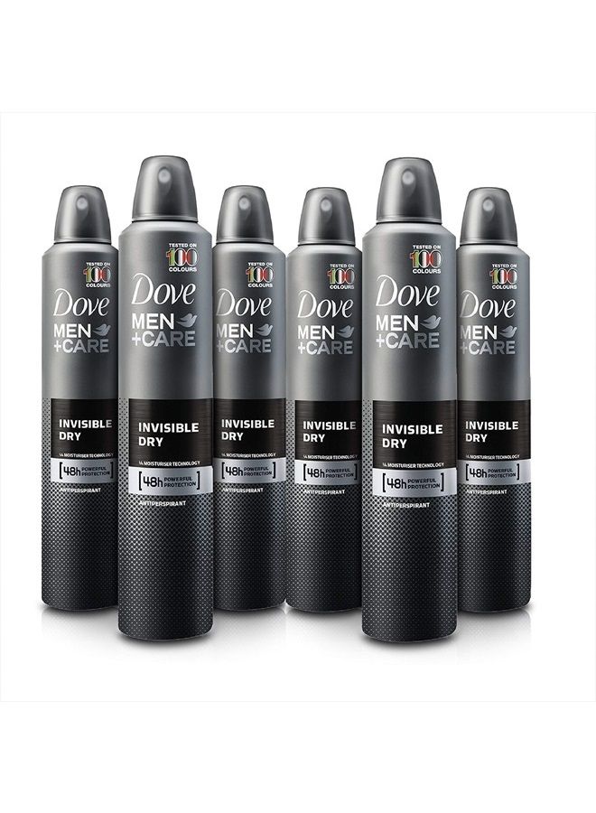 Dove 6 Cans of Dove Men+Care Invisible Dry 150ml Anti-Perspirant Anti-Transpirant Spray